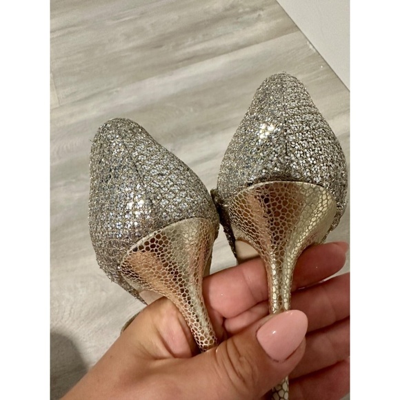 Jimmy Choo Glitter Stiletto Heels Peep Toe Mary Jane Ankle Strap Shoes 35.5 us 5 - Picture 13 of 15
